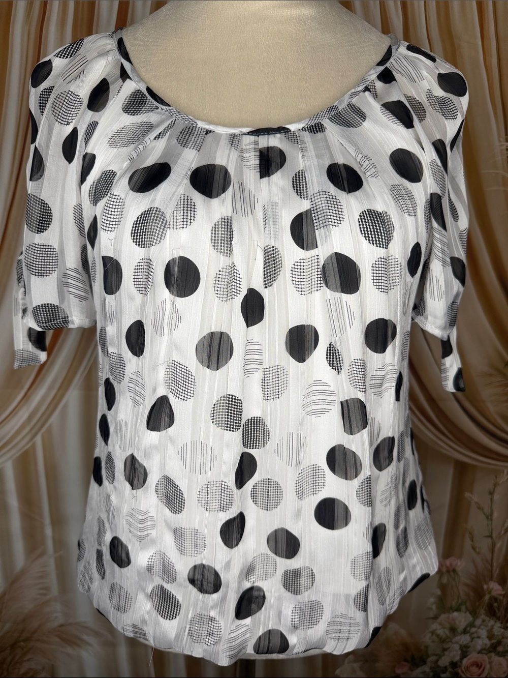 Sara Michelle Black and White Polka Dot Blouse